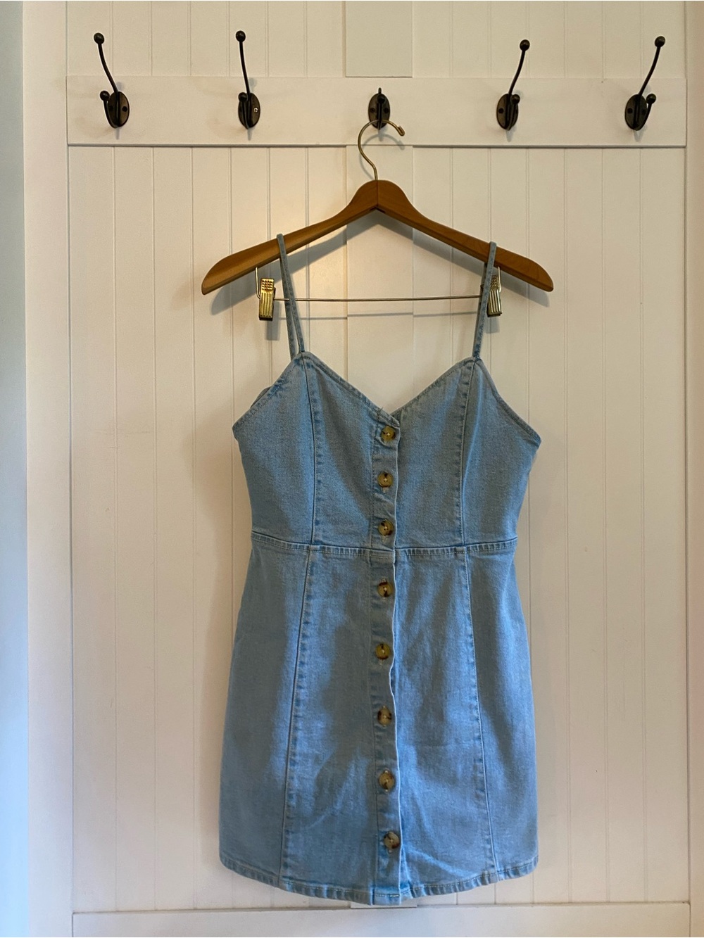Zara Light Blue Denim Button-Front Mini Dress